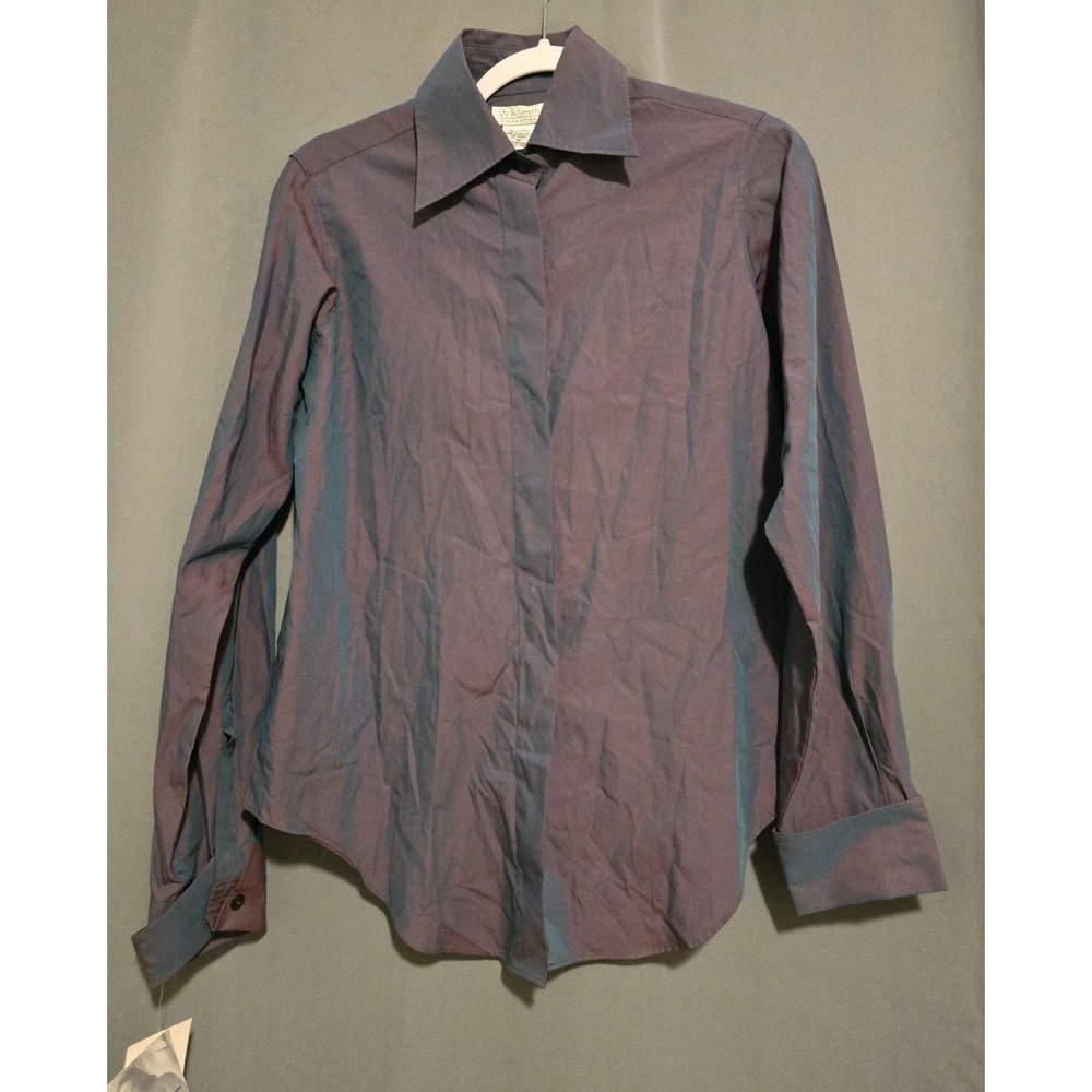 Willi Smith Vintage Iridescent Purple Button‎ Down Long Sleeve Shirt Size Medium